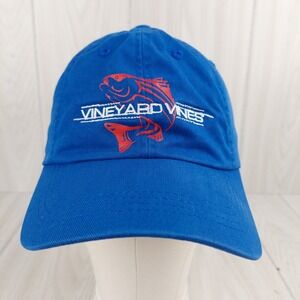 Vineyard Vines Hat Cap Fish Logo Embroidery Blue‎ Dad Adjustable Trout Bass